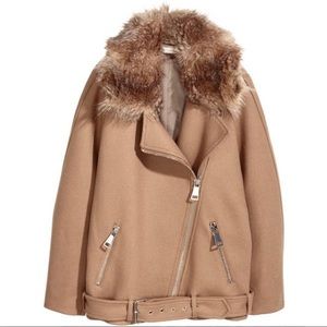 H&M Wool Moto Jacket with fake fur